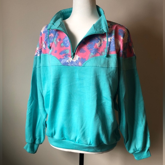 NWT Vintage deadstock sweatshirt -LARGE -retro quarter-zip Sport Modes pullover - Picture 16 of 16